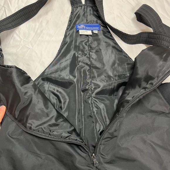 Vintage Sportscaster Snow Pants Mens L Bibs Black Ski Retro Insulated - Picture 3 of 16